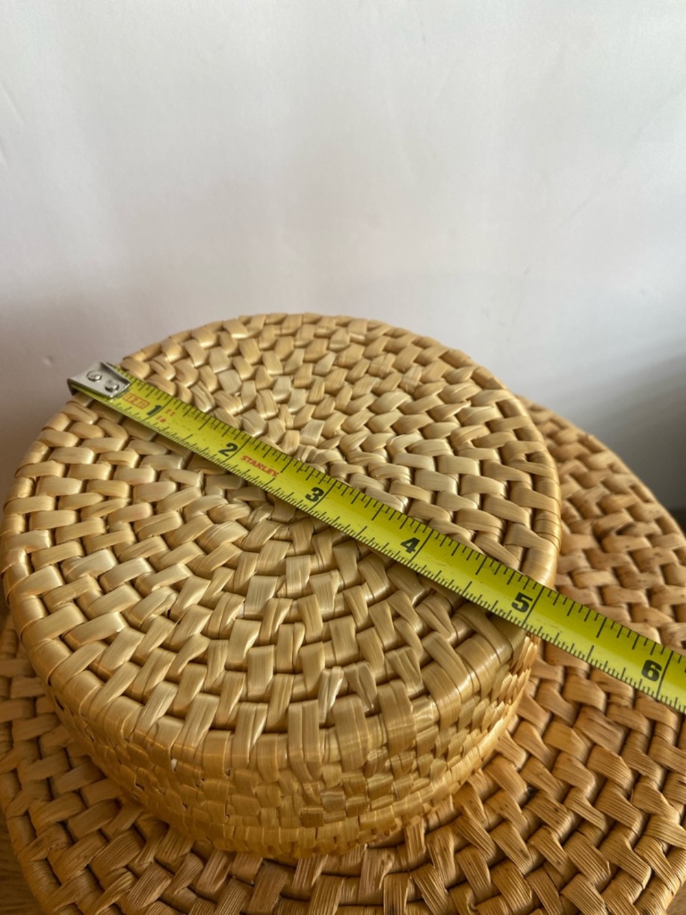 Vintage Wicker Basket Trivet Set Lidded Box Boho Decor - Picture 6 of 15